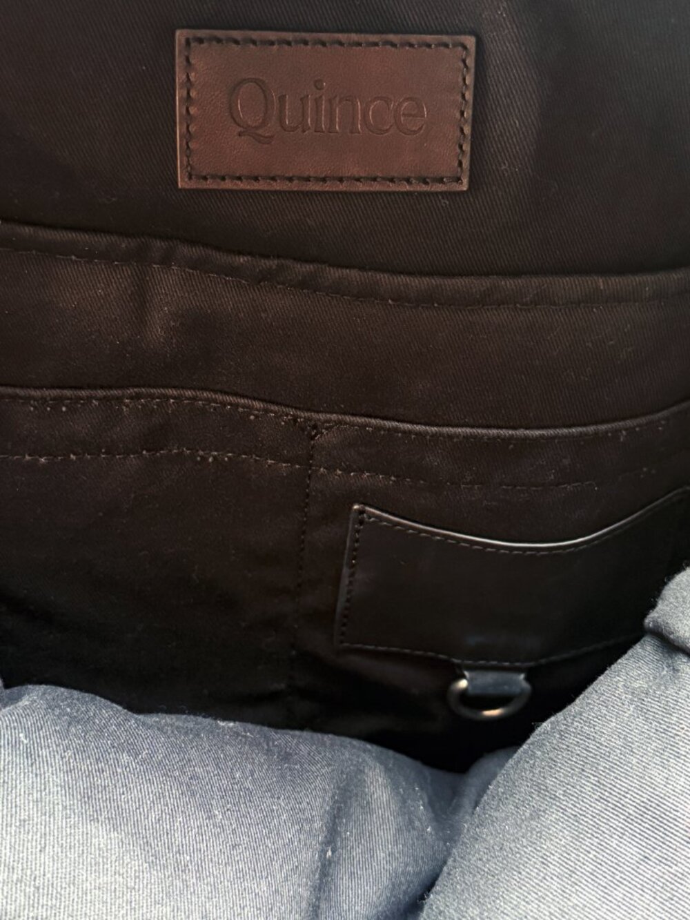 Quince Black Organic Cotton Canvas Convertible Backpack Tote Handbag GUC - Picture 11 of 11